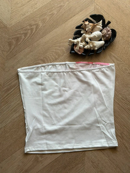 Top bustier imprimé floral blanc rouge et rose neuf T.36