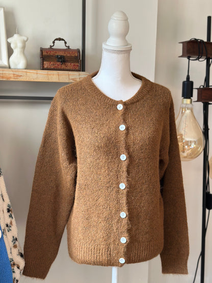 Gilet en maille douce laine mélangée coloris camel coupe oversize T.36/38
