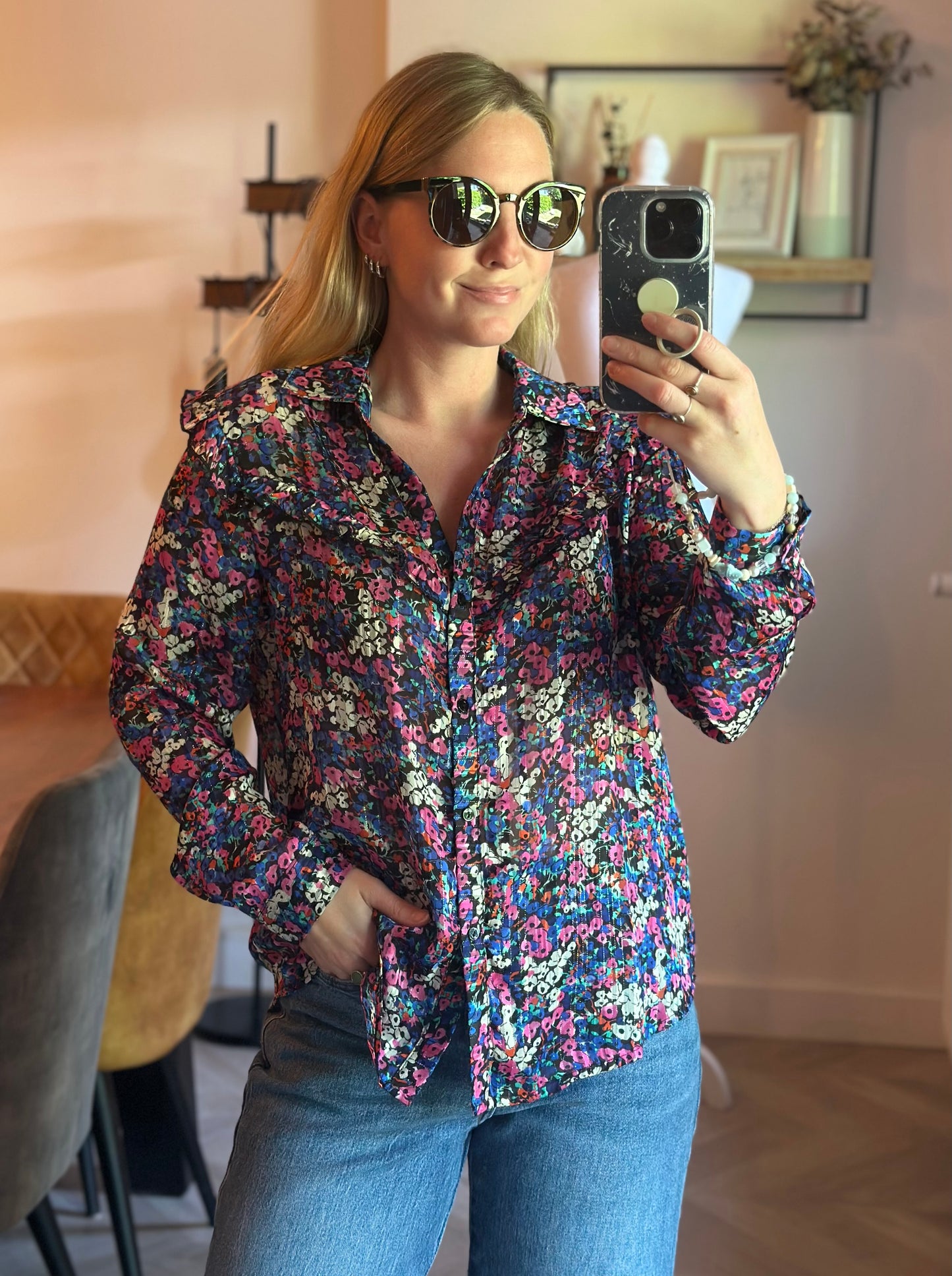 Blouse fluide fleurie multicolore T.36