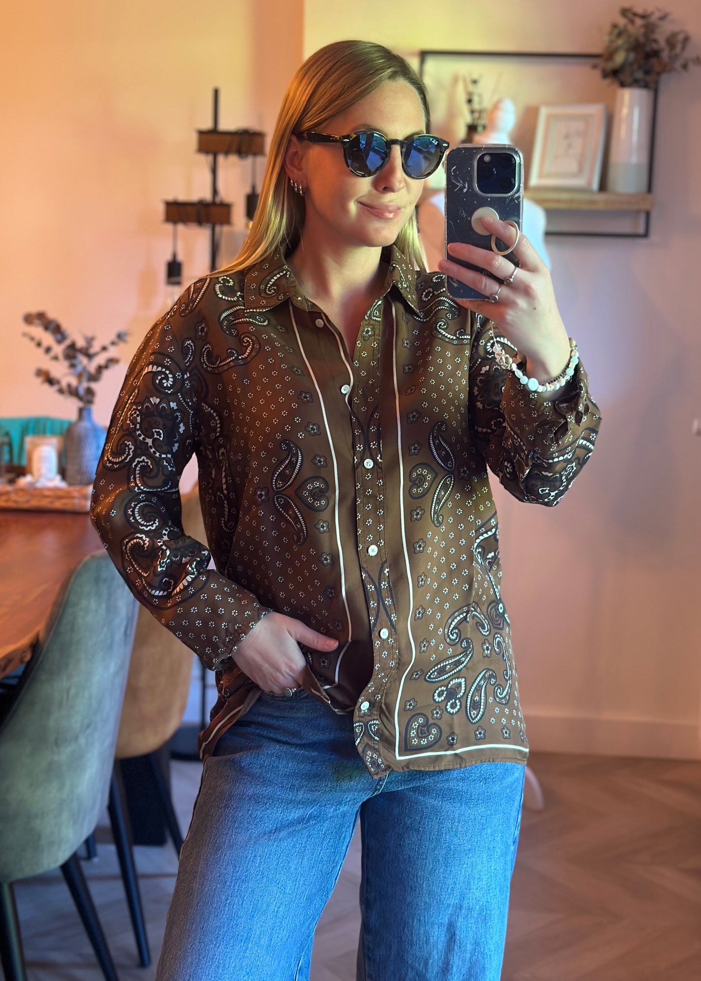 Chemise en soie imprimé bandana T.40