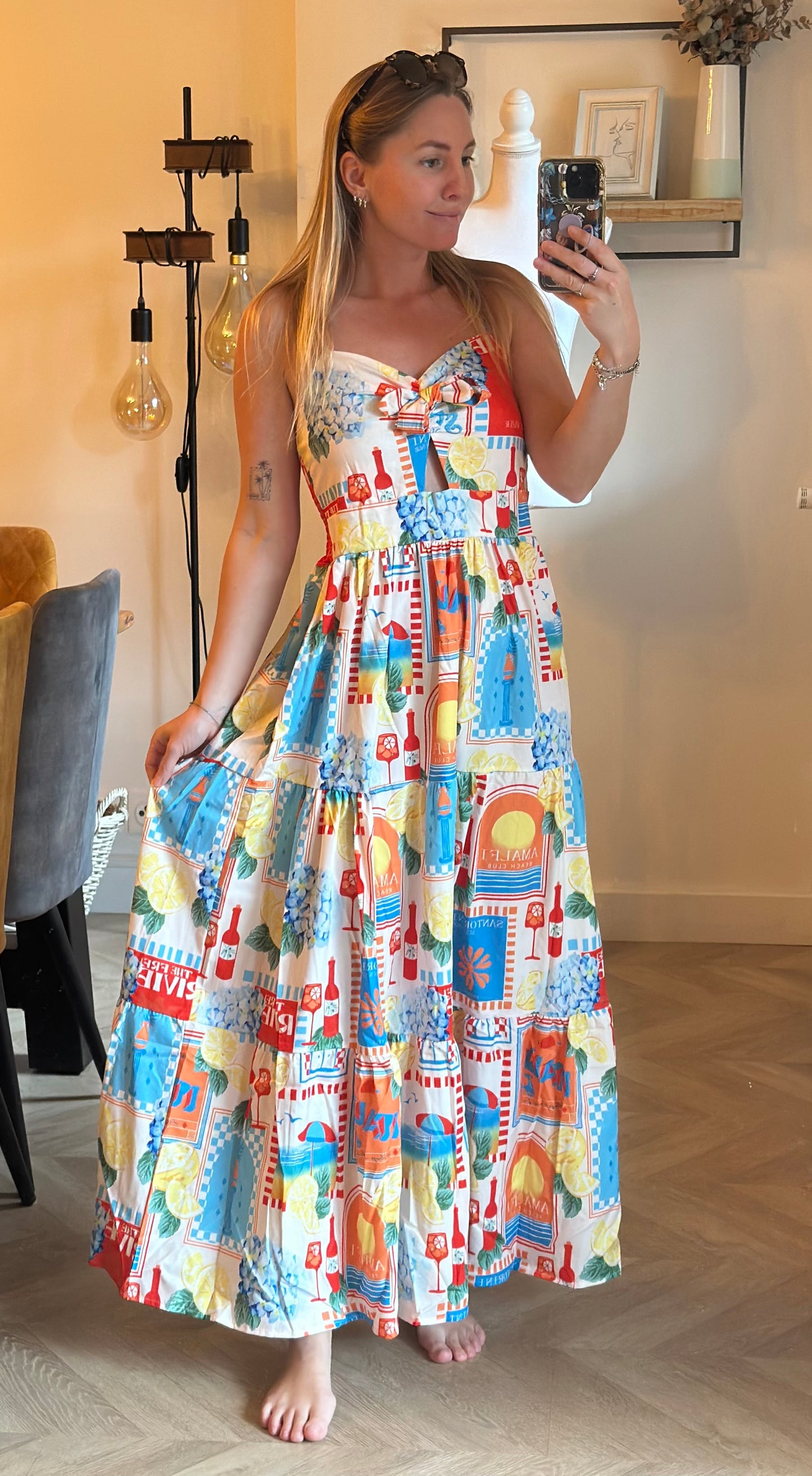 Robe longue imprimée Riviera – neuve, T.36