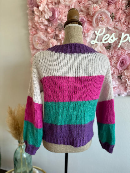 Pull en laine tout doux, maille colorée, T.34