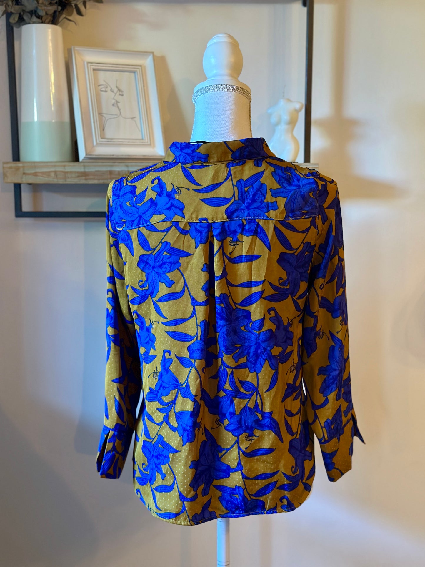 Chemise fluide imprimé floral bleu T.34