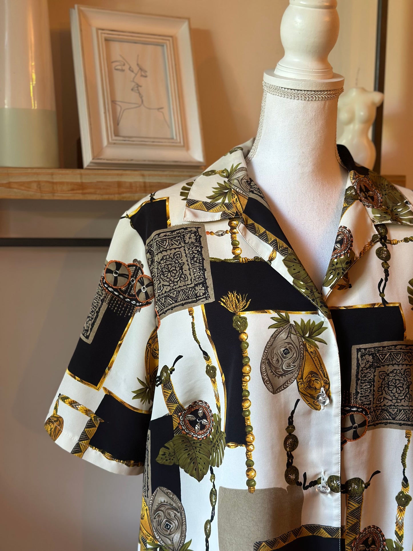 Chemise vintage imprimé baroque T.40