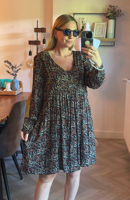 Robe fluide fleurie cachemire viscose T.44