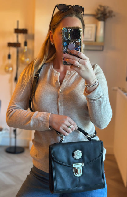 Sac bandoulière noir uni vintage