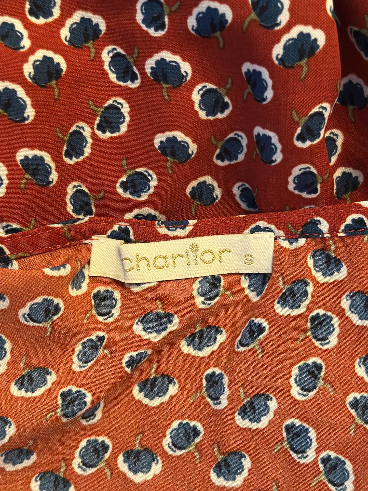 Robe portefeuille imprimé fleuri terracotta T.36