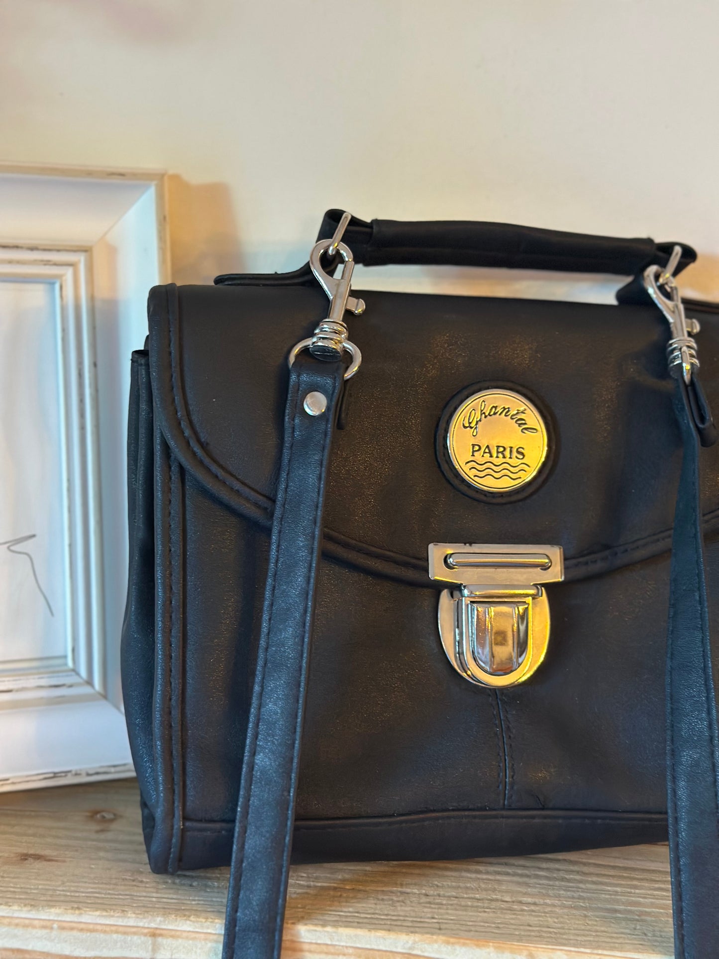 Sac bandoulière noir uni vintage
