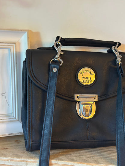 Sac bandoulière noir uni vintage