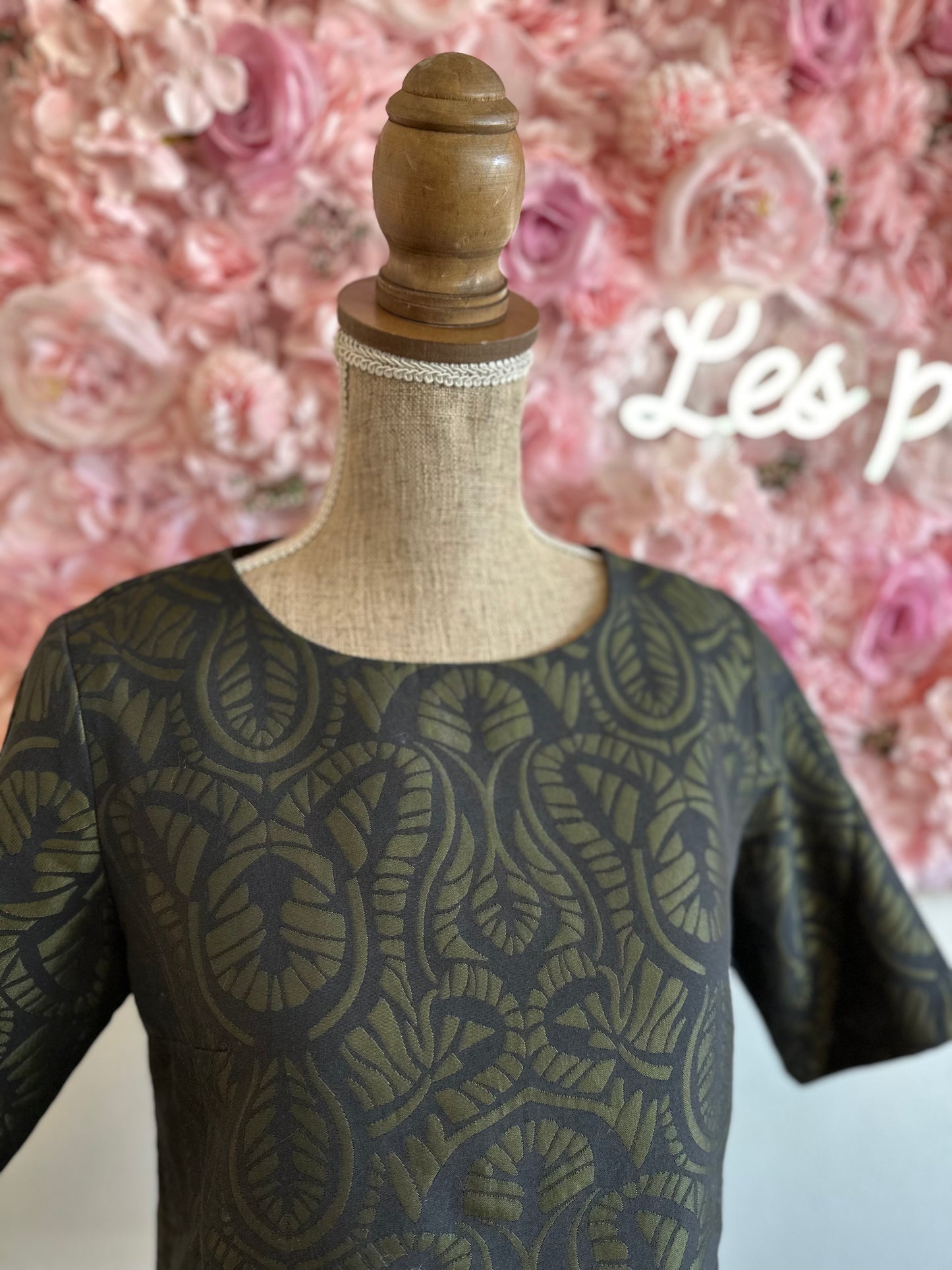 Blouse manches courtes verte à motifs T.36