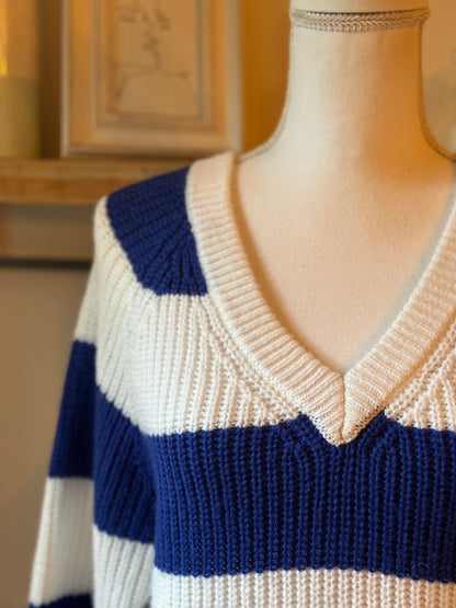 Pull marinière rayé bleu blanc T.38