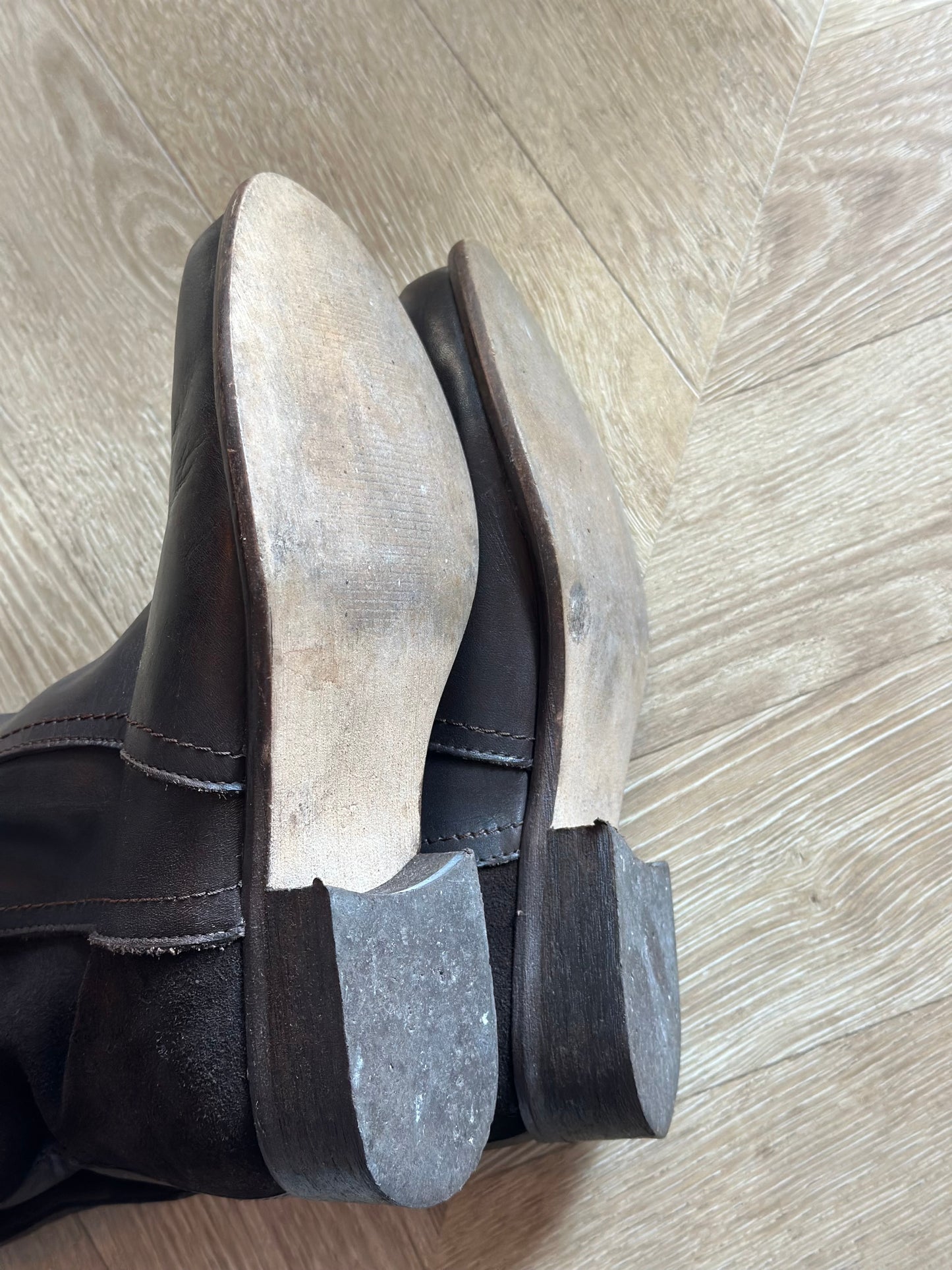 Bottes cavalières bi-matière cuir marron P.37