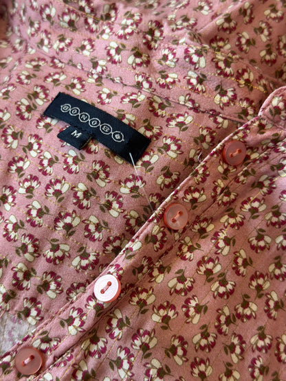 Blouse rose clair à motifs fleuris T.38