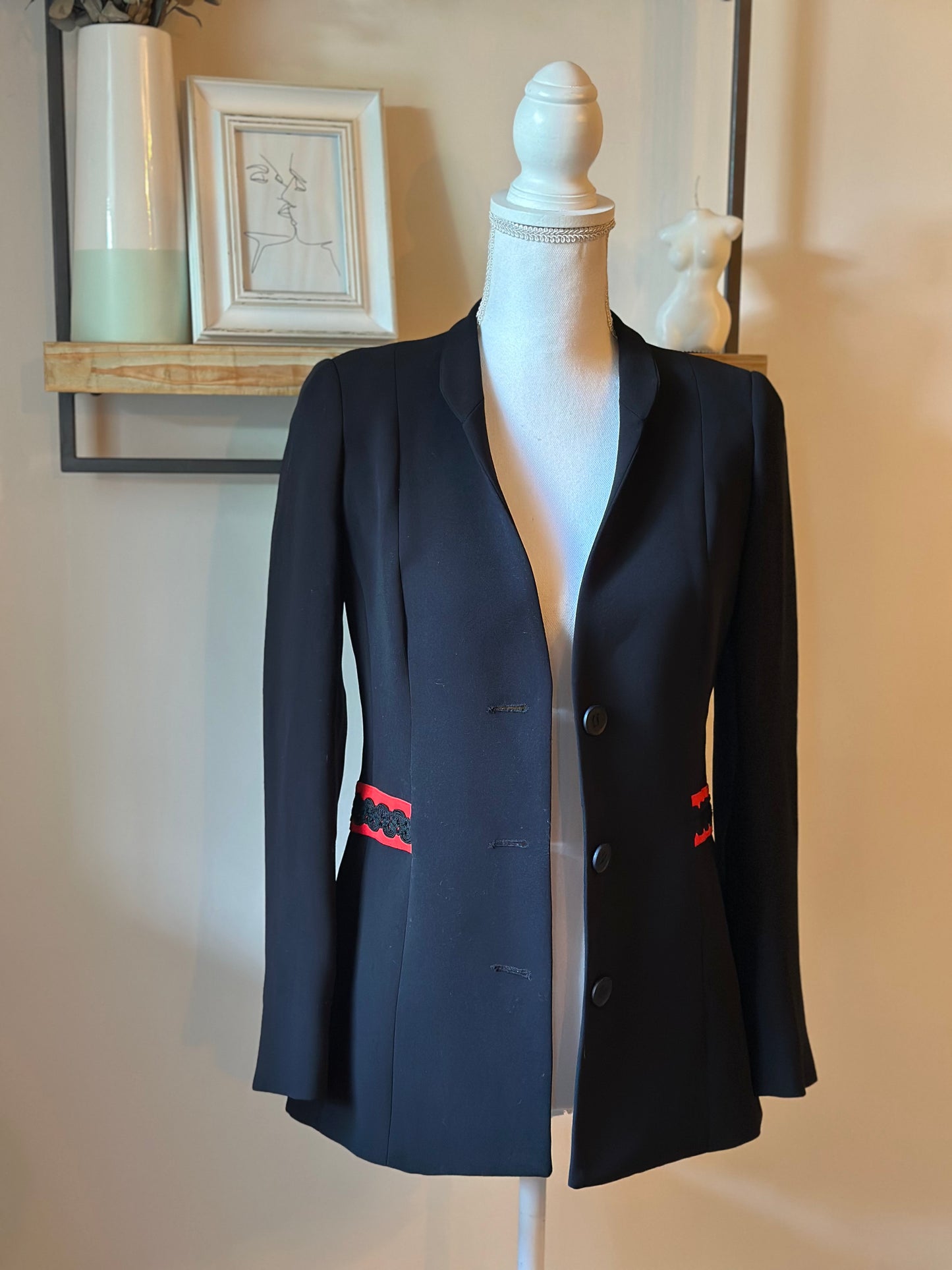 Blazer noir détails rouges fabriqué en France T.34