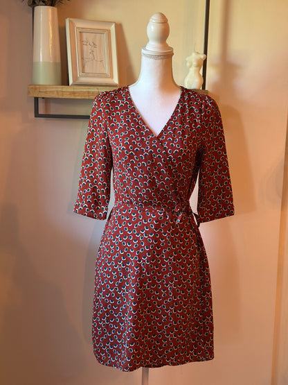 Robe portefeuille imprimé fleuri terracotta T.36
