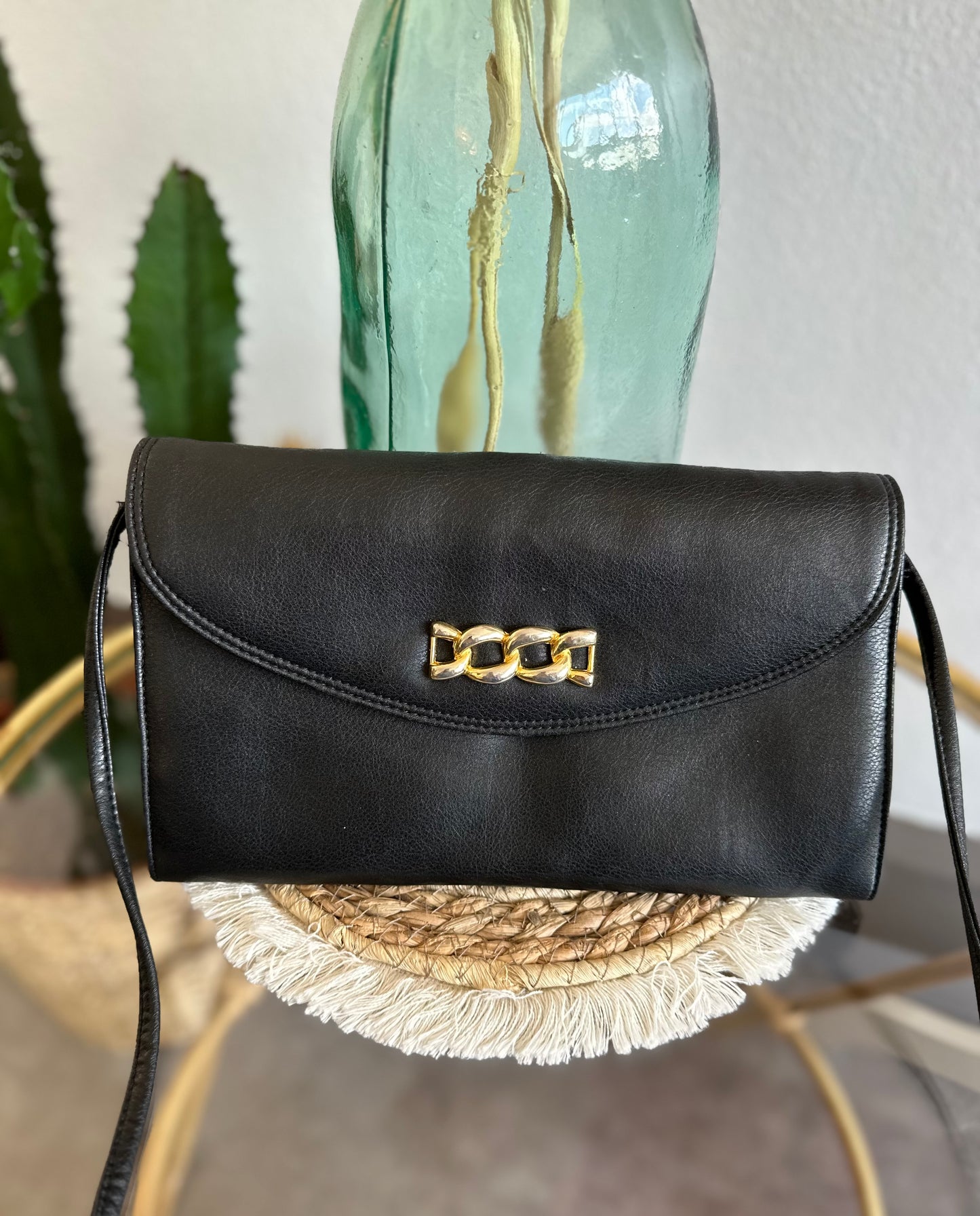 Sac pochette en bandoulière en cuir vintage