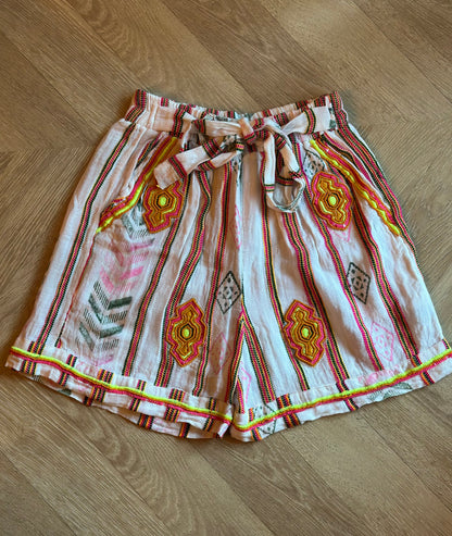 Short imprimé rayures brodé bohème T.36