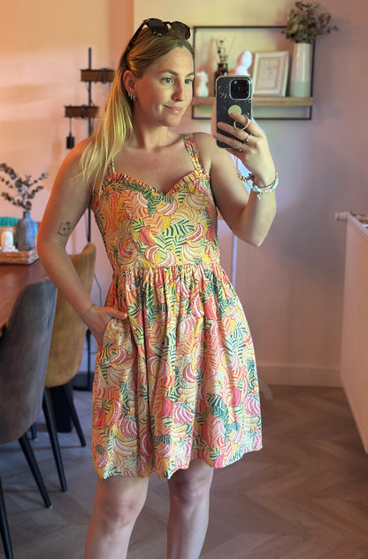 Robe fluide imprimé tropical pastel T.36