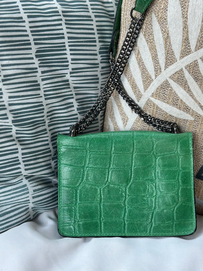 Sac bandoulière cuir embossé crocodile vert – cuir véritable