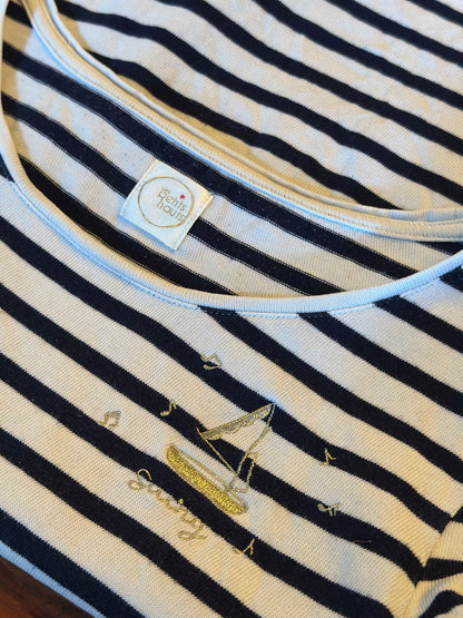T-shirt marinière broderie bateau en coton T.36
