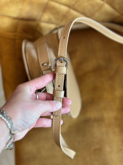 Sac trotteur rond Smooth Lune – cuir vachette naturel