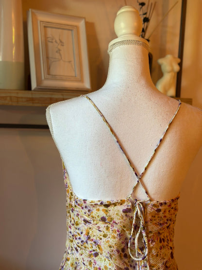 Robe longue fleurie T.42 – dos croisé réglable & doublée
