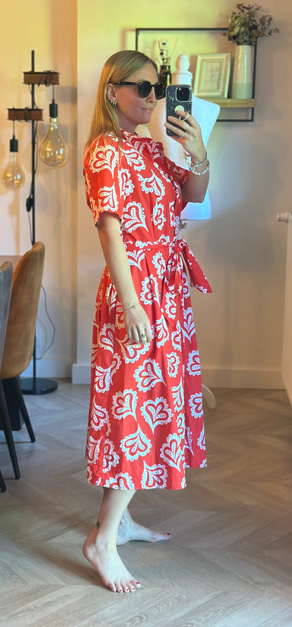Robe midi imprimé rouge T.40
