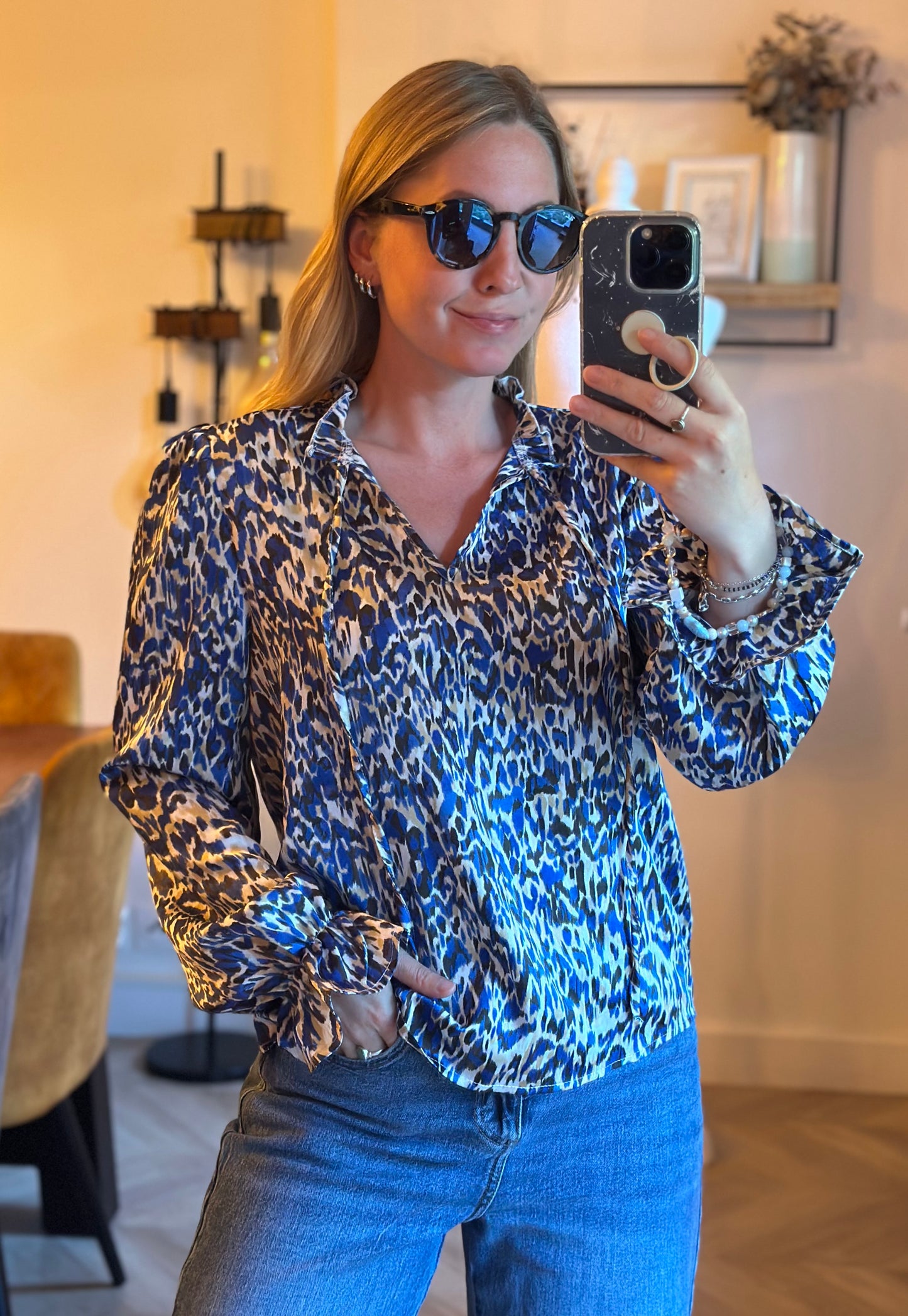 Blouse imprimé léopard bleu T.36/38