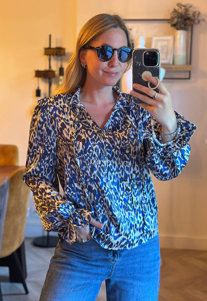 Blouse imprimé léopard bleu T.36/38