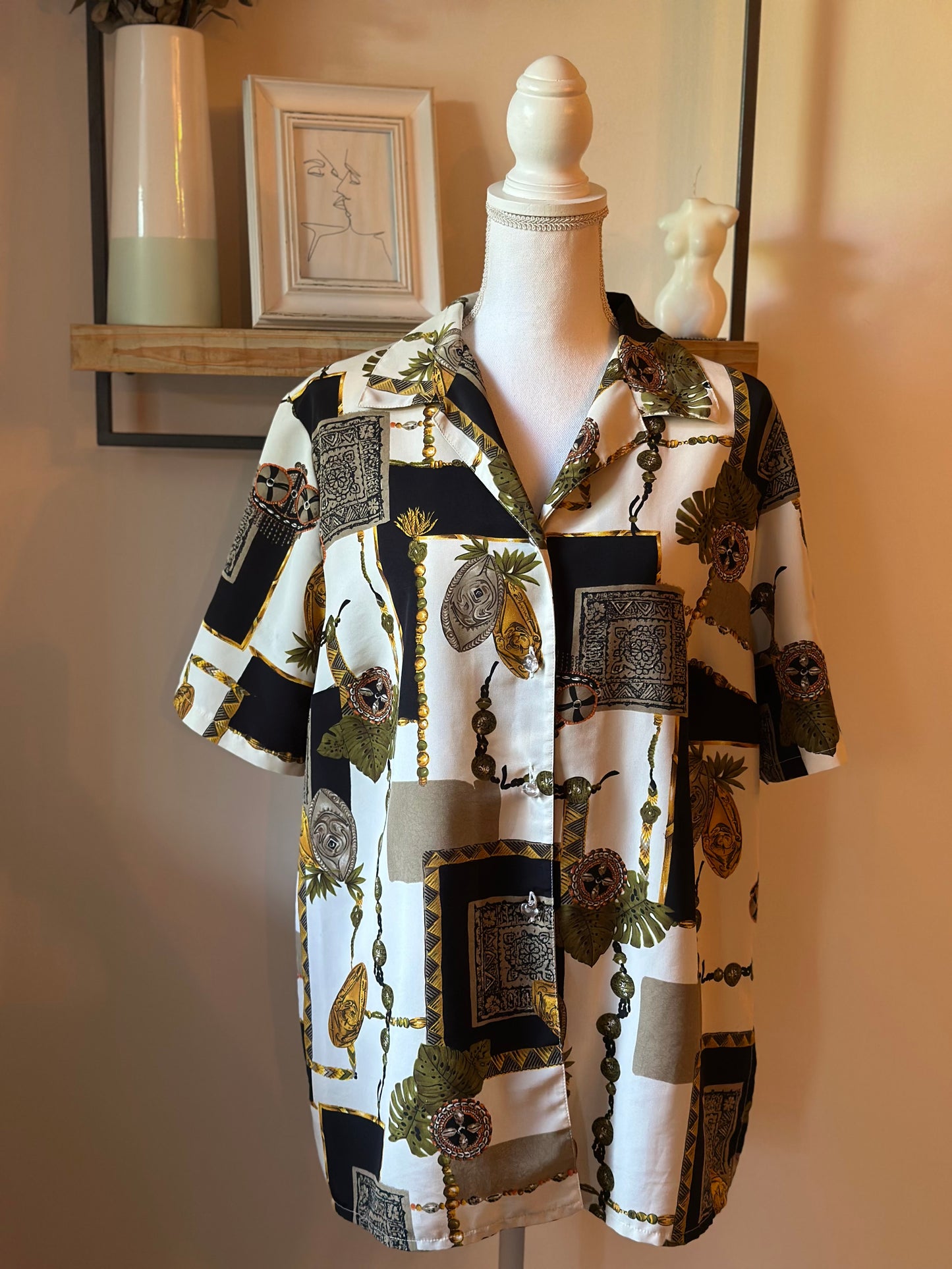 Chemise vintage imprimé baroque T.40