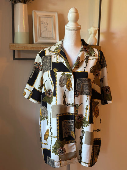 Chemise vintage imprimé baroque T.40