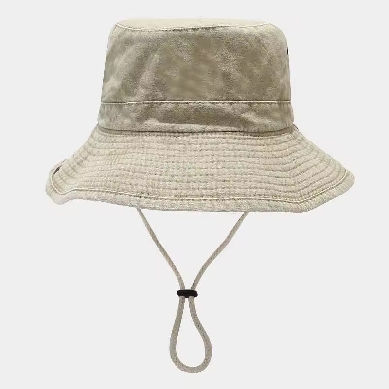 Chapeau unisexe beige kaki effet denim avec cordon neuf