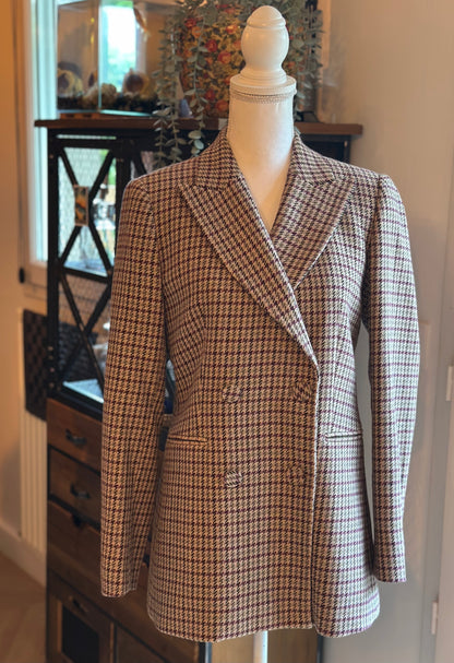 Veste blazer à carreaux pied-de-poule T.38