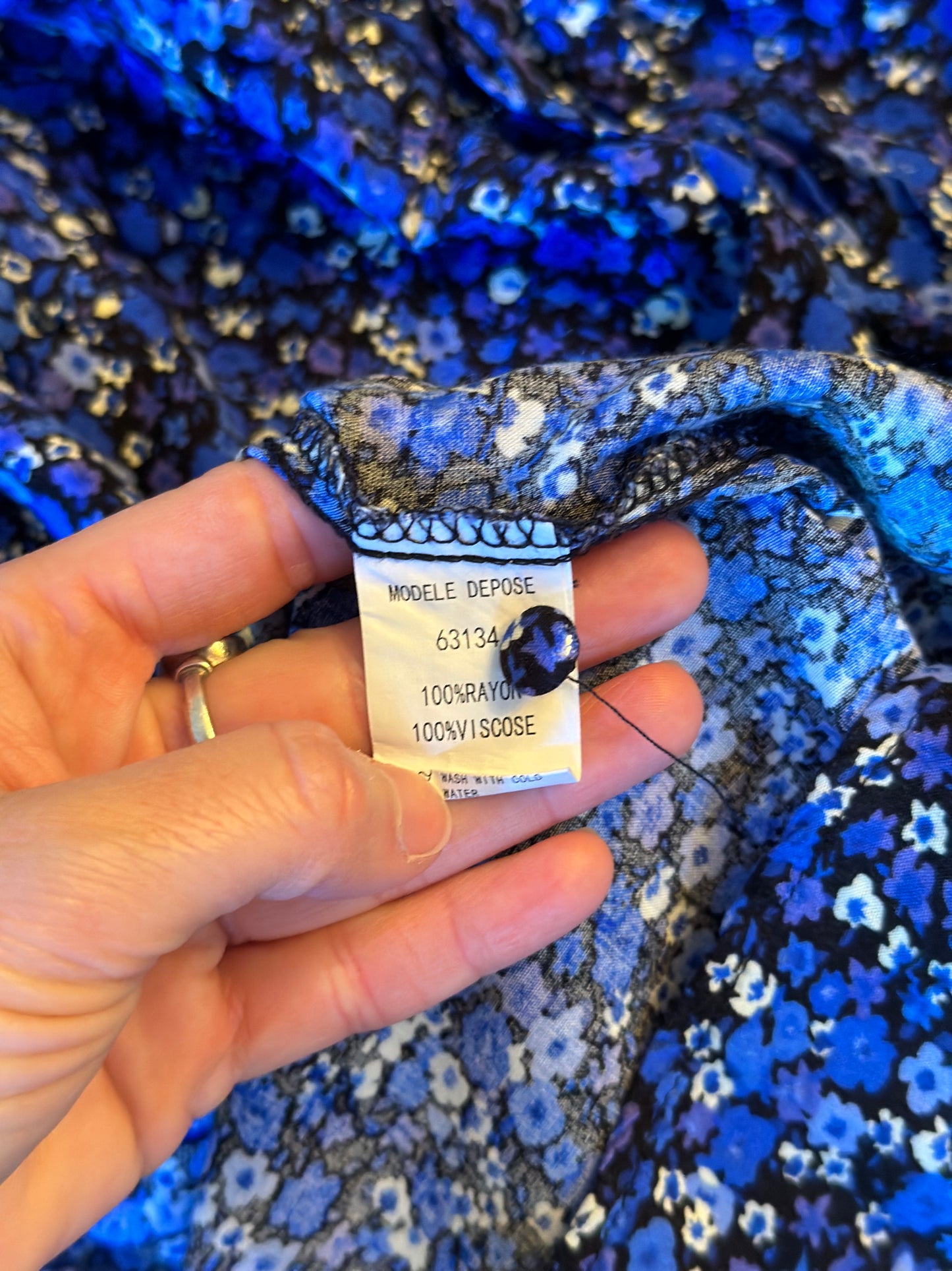 Robe fleurie bleue viscose T.36