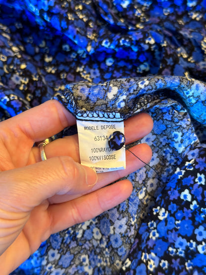 Robe fleurie bleue viscose T.36