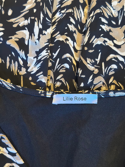 Robe fluide imprimé noir et beige T.38/40