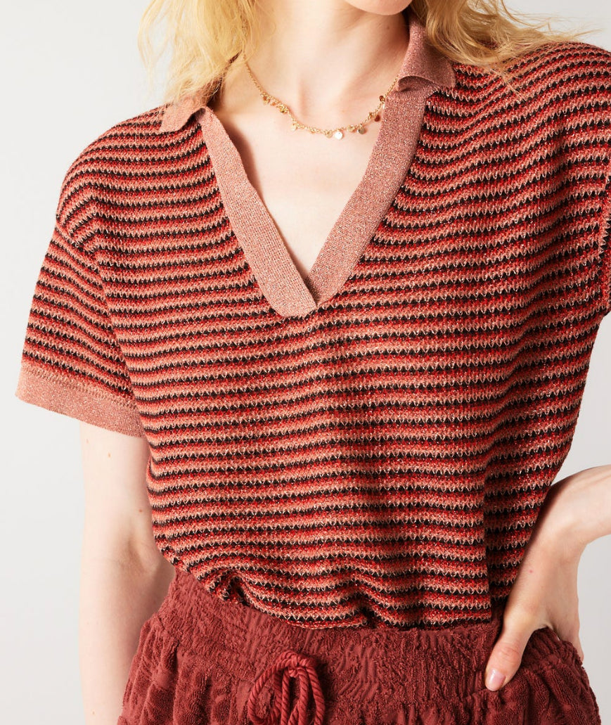 Pull polo pailleté T.38