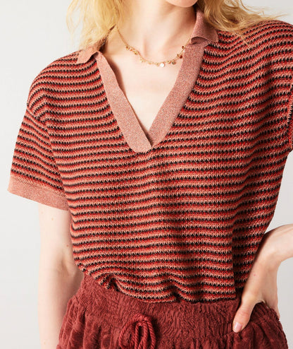 Pull polo pailleté T.38