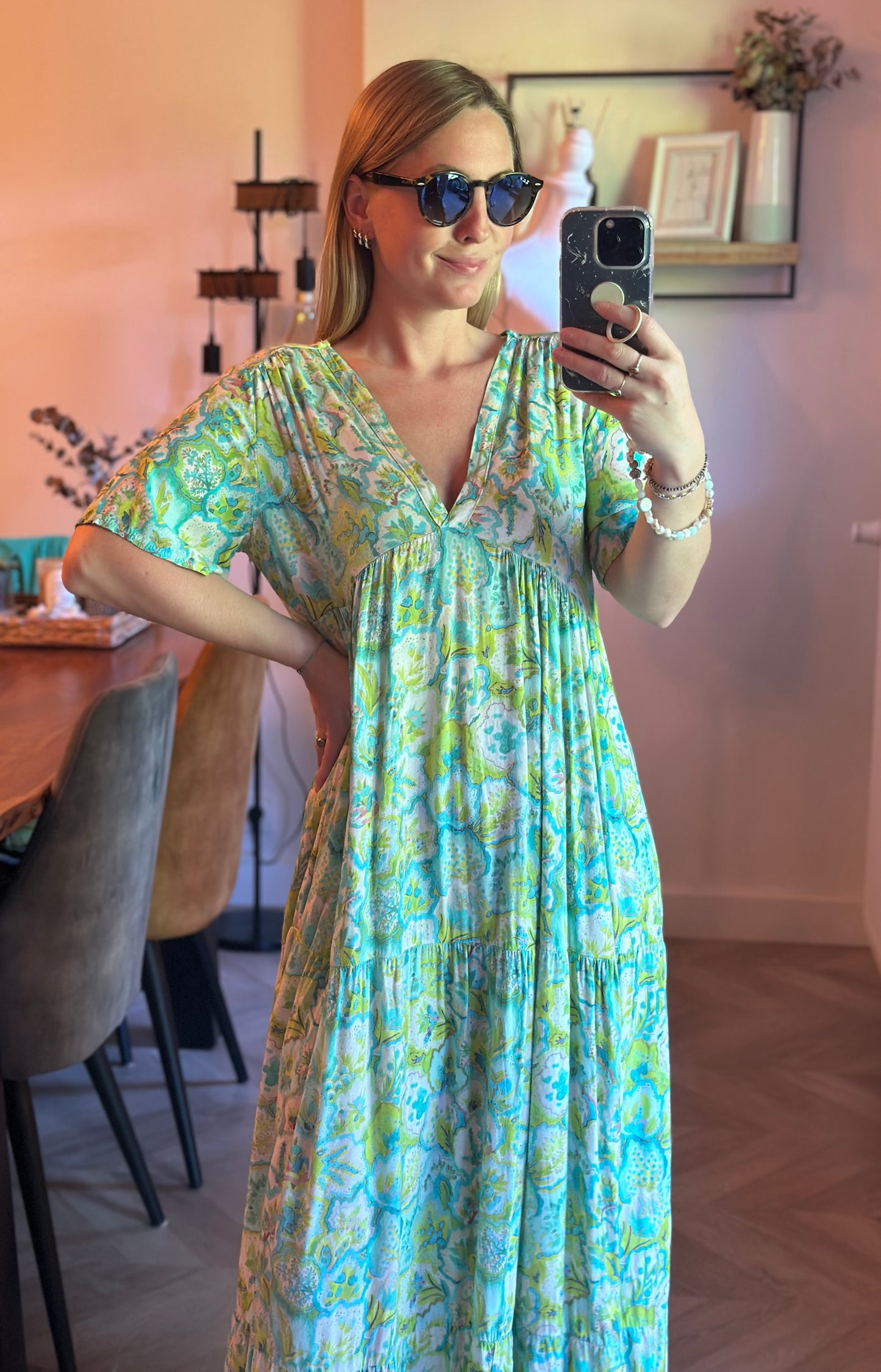 Robe longue fluide imprimé pastel T.U 38/42