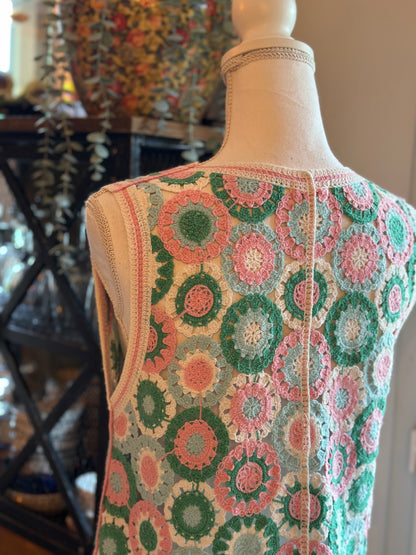 Gilet débardeur en crochet pastel T.36