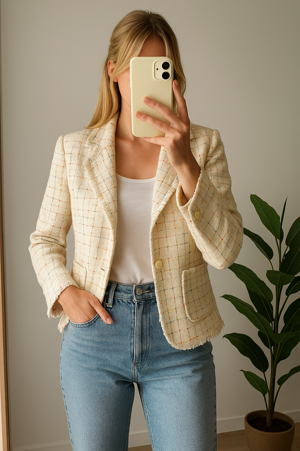 Blazer tweed écru multicolore T.34