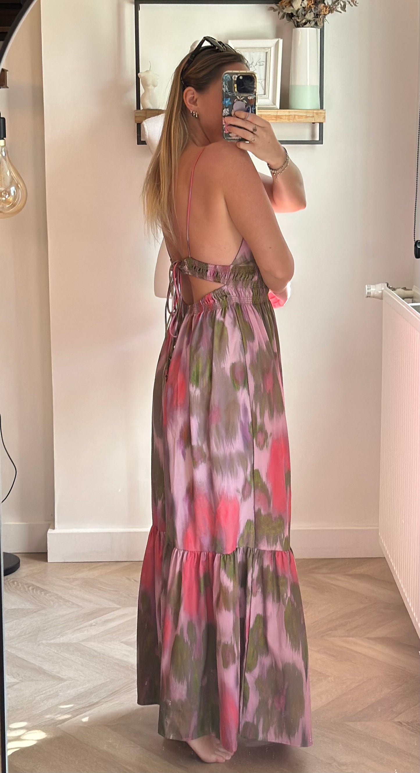Robe longue fluide rose lila colorée neuf T.36