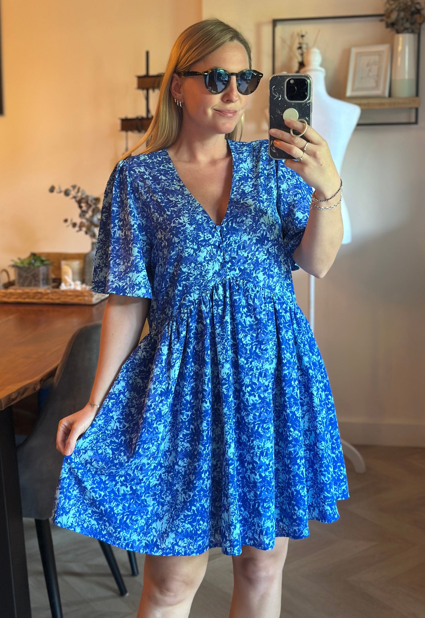 Robe fluide imprimé bleu T.36/38