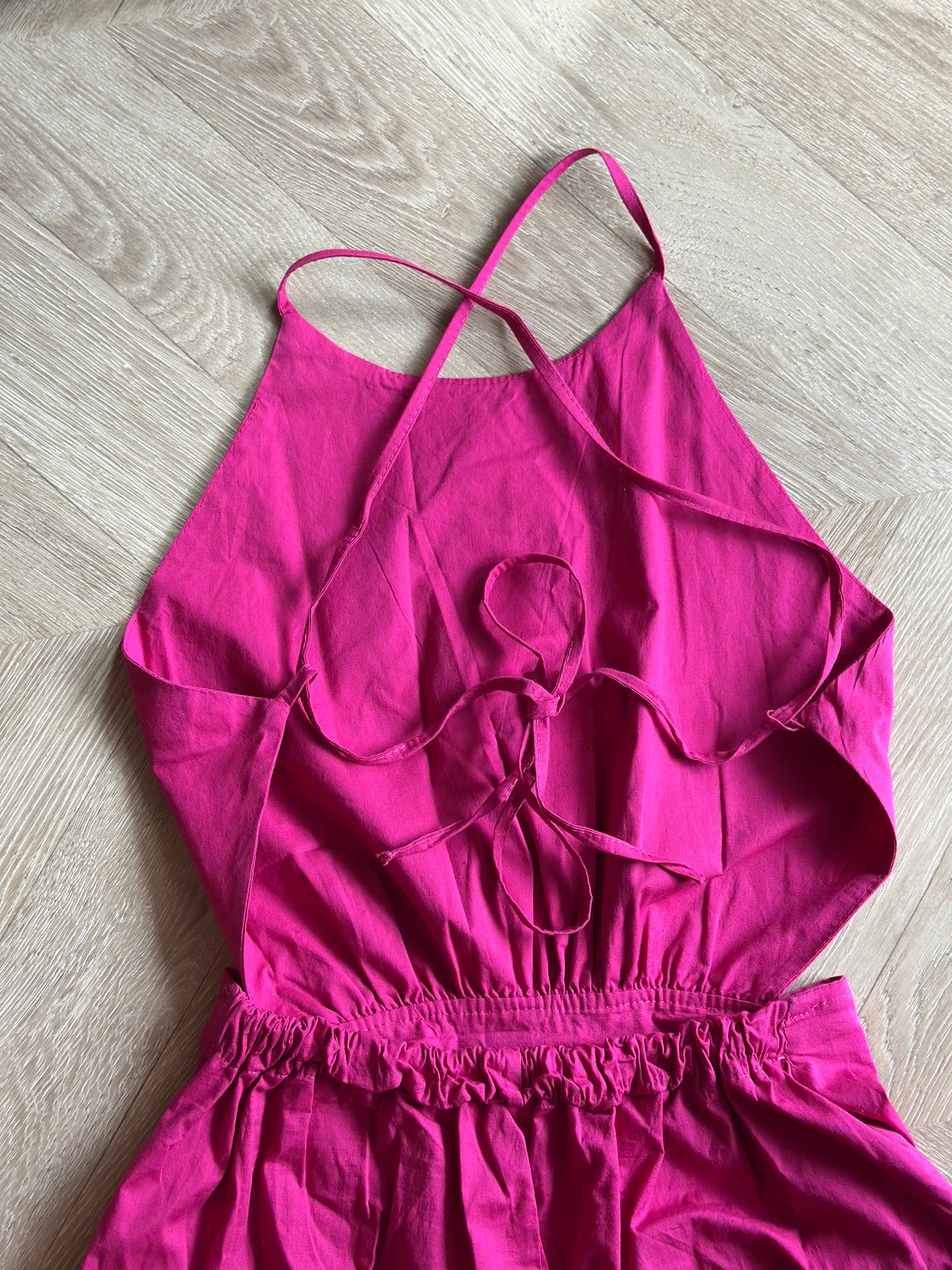 Combinaison pantalon dos nu rose Nina coton T.36/38
