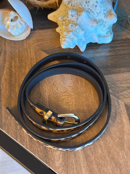 Ceinture léopard ajustable – boucles dorées, 105 cm
