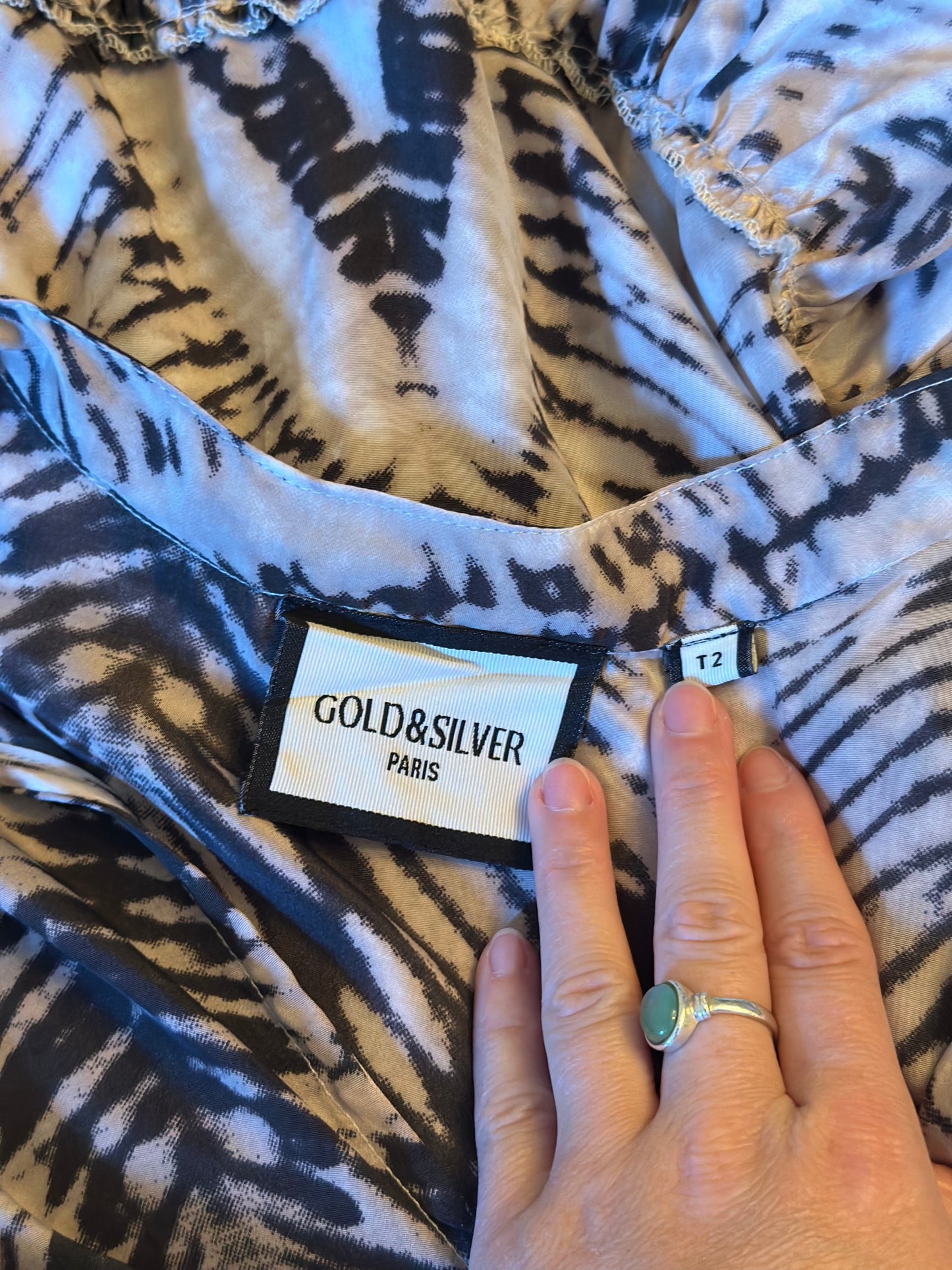 Robe volantée imprimé noir et blanc T.38