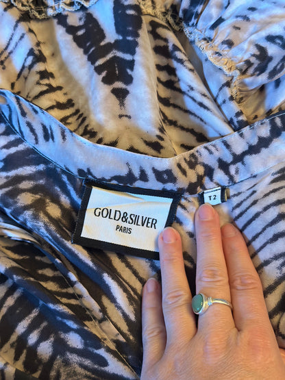 Robe volantée imprimé noir et blanc T.38