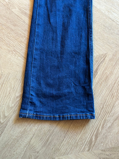 Jean flare bleu brut taille basse coton T.36