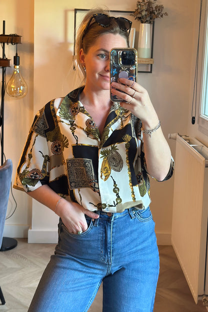 Chemise vintage imprimé baroque T.40