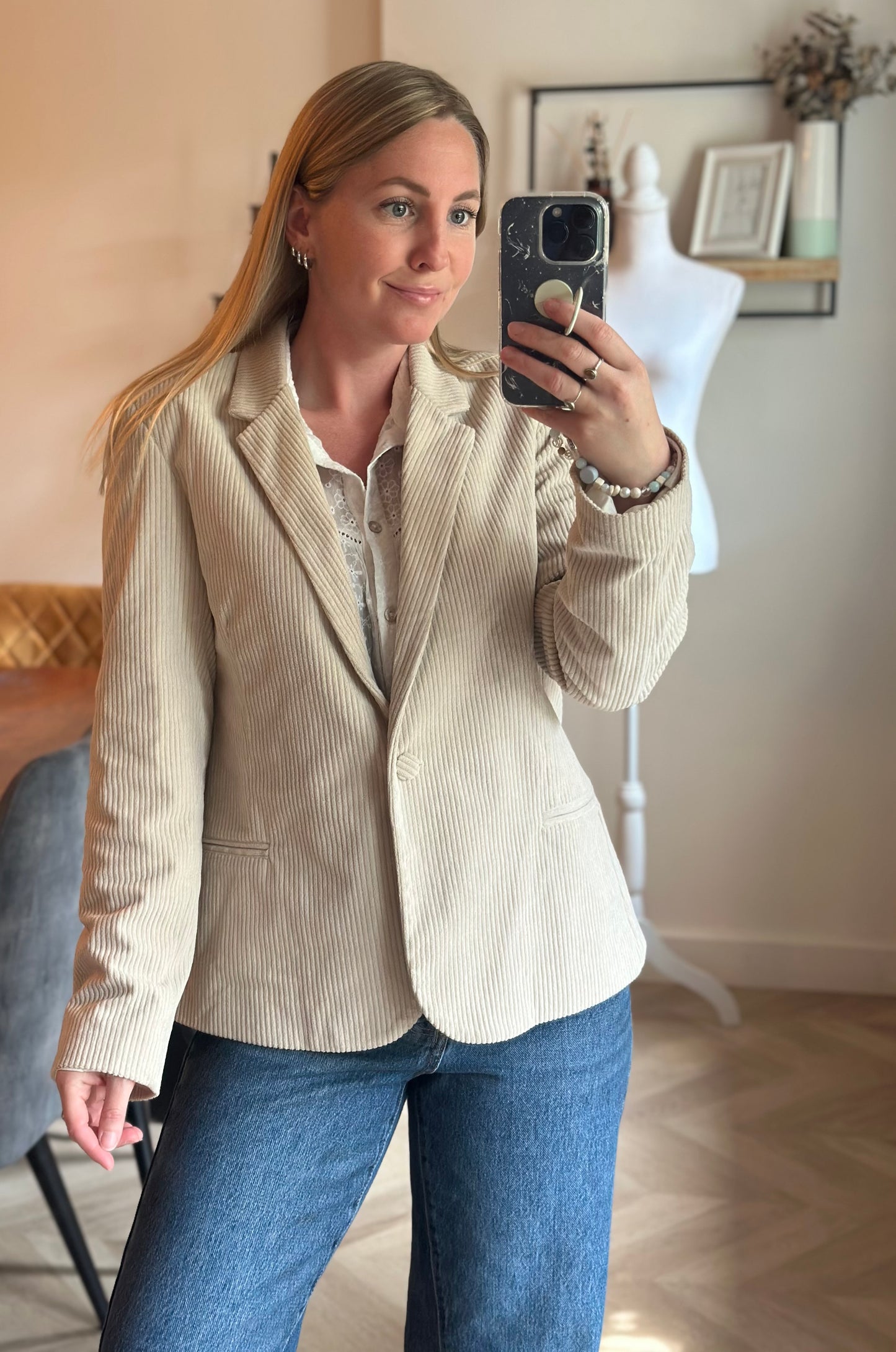 Blazer velours côtelé beige T.38